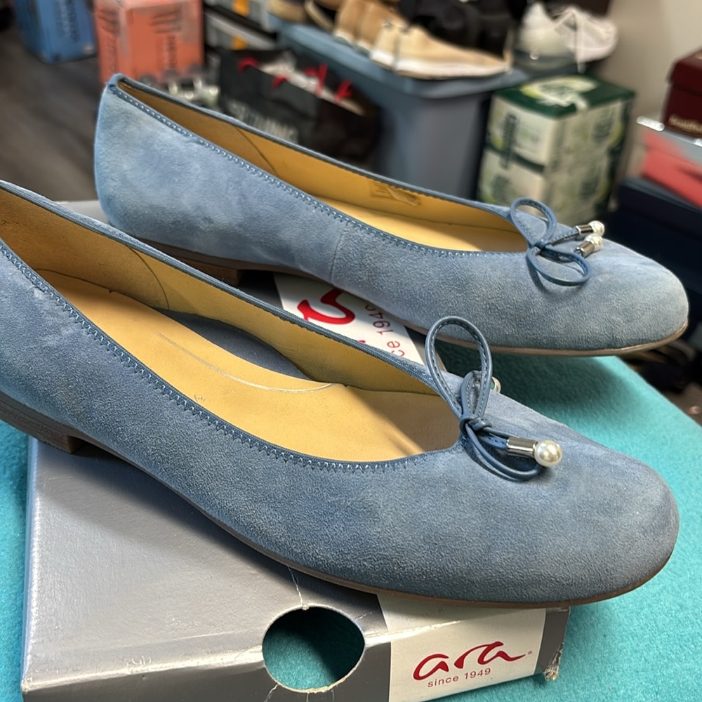 Ara sky blue suede flats - Picture 5 of 7